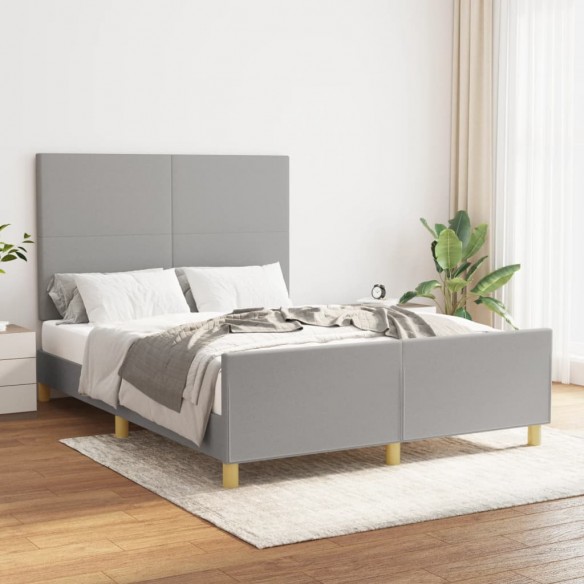 Lit avec tête de lit Gris clair 140x190 cm Tissu