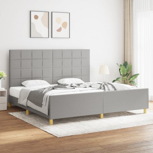 Lit avec tête de lit Gris clair 200x200 cm Tissu