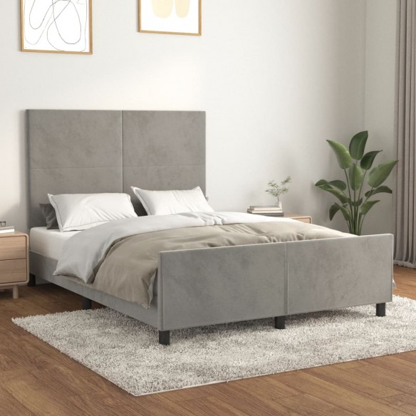 Lit avec tête de lit Gris clair 140x200 cm