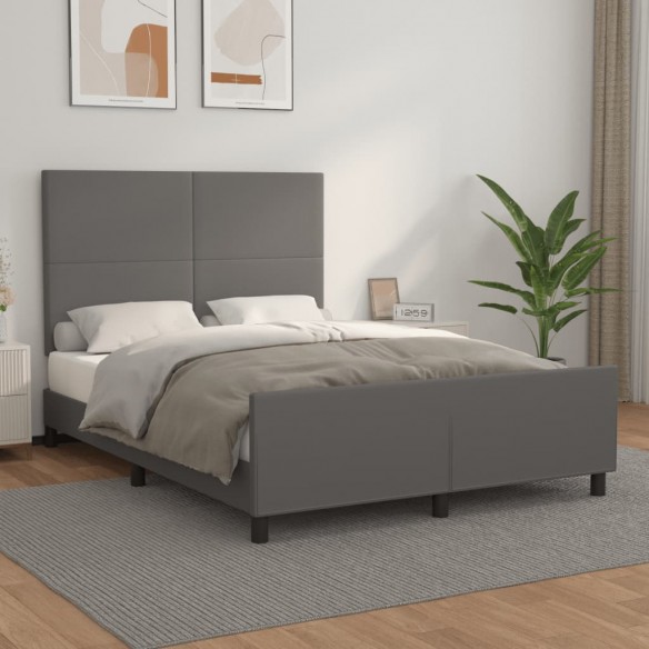 Lit avec tête de lit Gris 140x200 cm Similicuir
