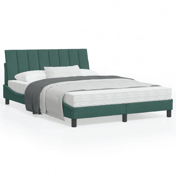 Lit avec lumières LED vert foncé 140x200 cm velours