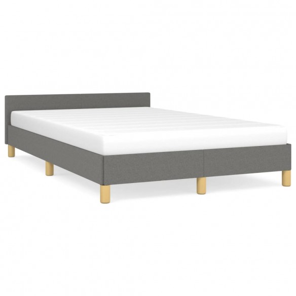Lit avec tête de lit gris foncé 120x190 cm tissu