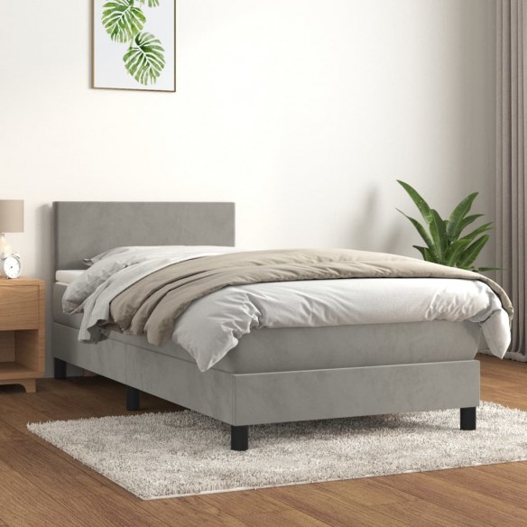 Lit et matelas Gris clair 80x200 cm Velours