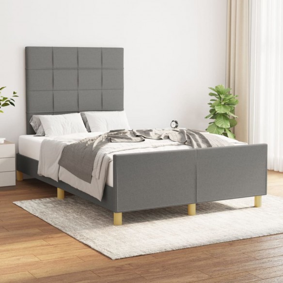 Lit avec tête de lit Gris foncé 120x200 cm Tissu