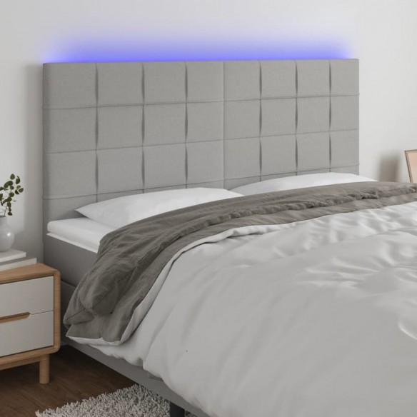 Tête de lit à LED Gris clair 200x5x118/128 cm Tissu
