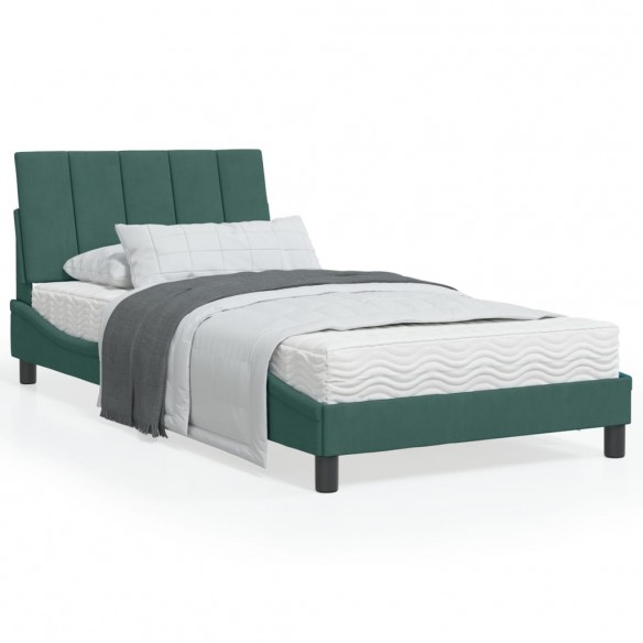 Lit avec lumières LED vert foncé 100x200 cm velours