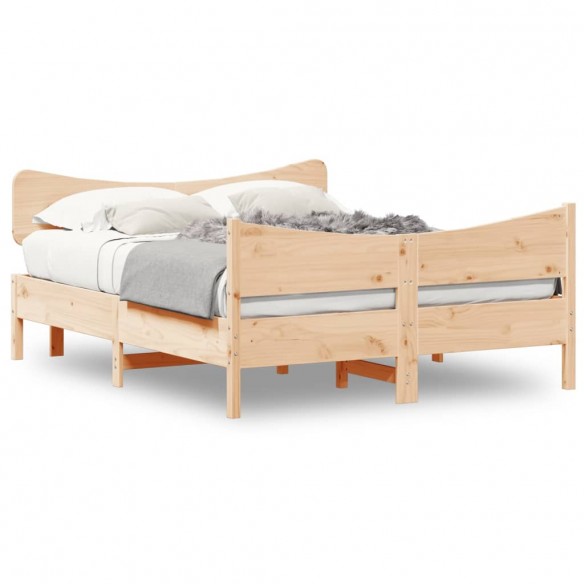 Lit avec tête de lit 150x200 cm bois de pin massif