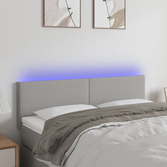Tête de lit à LED Gris clair 144x5x78/88 cm Tissu