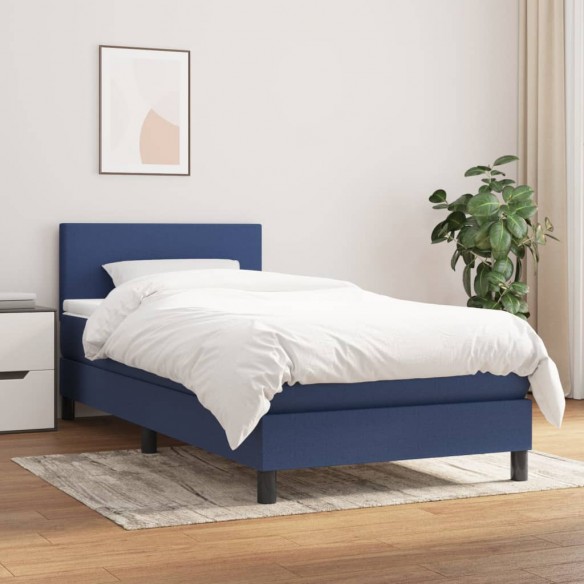 Lit avec matelas Bleu 90x200 cm Tissu