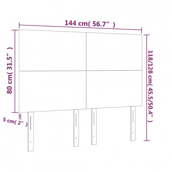 Tête de lit à LED Crème 144x5x118/128 cm Tissu