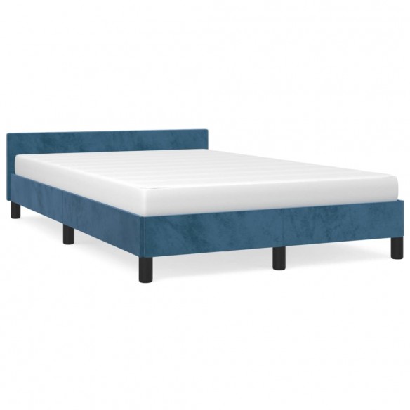Lit avec tête de lit bleu foncé 120x190 cm velours