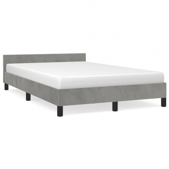 Lit avec tête de lit gris clair 120x190 cm velours