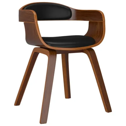 Chaise à manger Noir Bois courbé et similicuir 2
