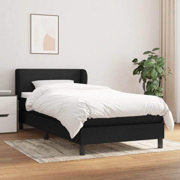 Lit avec matelas Noir 90x190 cm Tissu