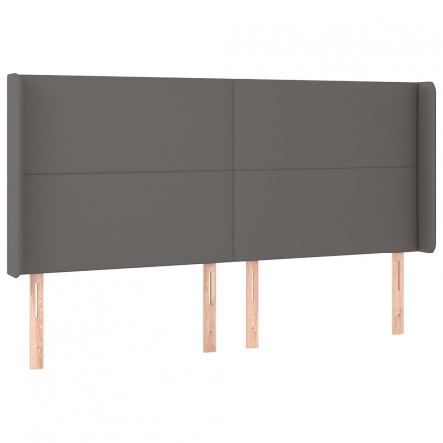 Tête de lit avec oreilles Gris 183x16x118/128 cm Similicuir