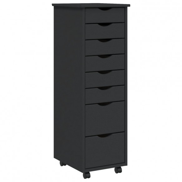 Armoire roulante avec tiroirs MOSS gris bois de pin solide Armoire roulante avec tiroirs MOSS gris bois de pin solide