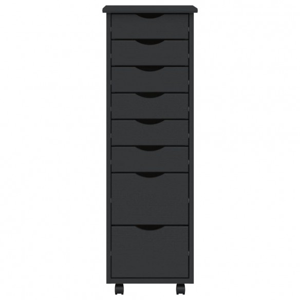 Armoire roulante avec tiroirs MOSS gris bois de pin solide Armoire roulante avec tiroirs MOSS gris bois de pin solide