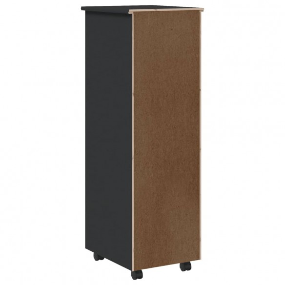 Armoire roulante avec tiroirs MOSS gris bois de pin solide Armoire roulante avec tiroirs MOSS gris bois de pin solide