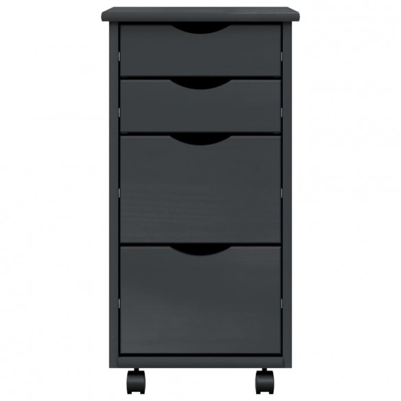 Armoire roulante avec tiroirs MOSS gris bois de pin solide Armoire roulante avec tiroirs MOSS gris bois de pin solide