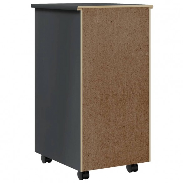 Armoire roulante avec tiroirs MOSS gris bois de pin solide Armoire roulante avec tiroirs MOSS gris bois de pin solide