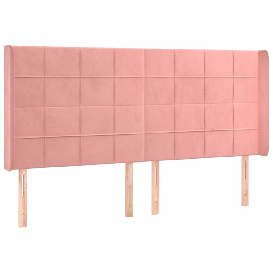 Tête de lit avec oreilles Rose 163x16x118/128 cm Velours