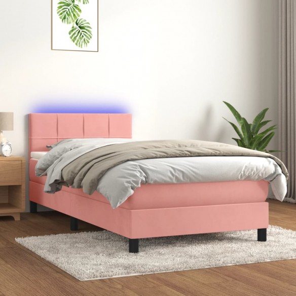 Lit avec matelas et LED Rose 90x200 cm