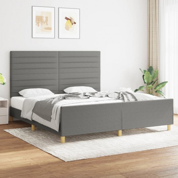 Lit avec tête de lit Gris foncé 180 x 200 cm Tissu