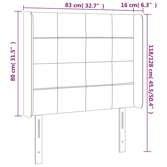 Tête de lit à LED Bleu foncé 83x16x118/128 cm Velours