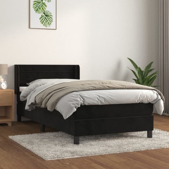 Lit et matelas Noir 80x200 cm Velours
