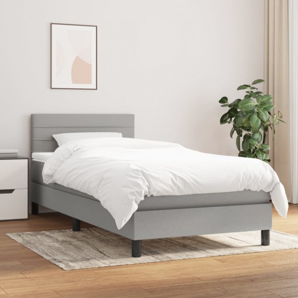 Lit avec matelas Gris clair 90x200 cm Tissu