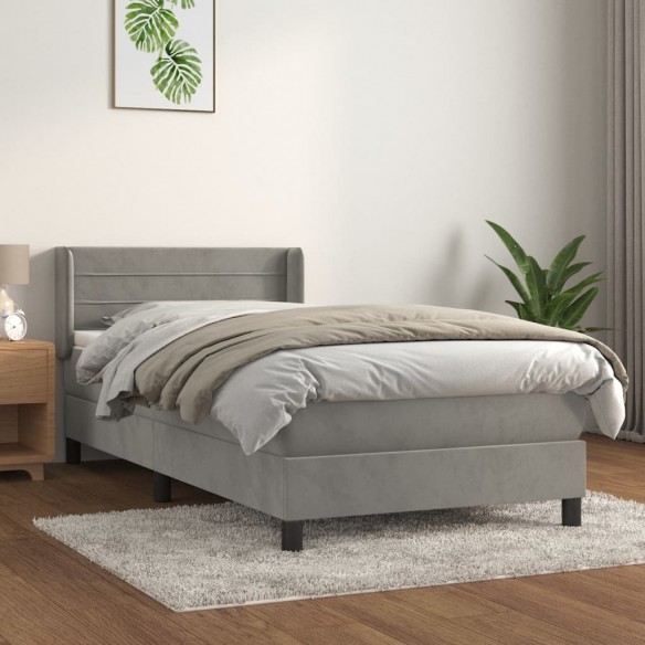 Lit et matelas Gris clair 80x200 cm Velours