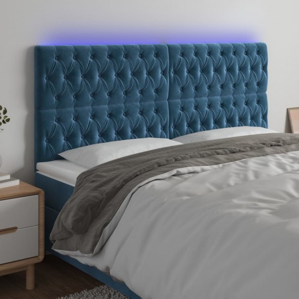 Tête de lit à LED Bleu foncé 180x7x118/128 cm Velours