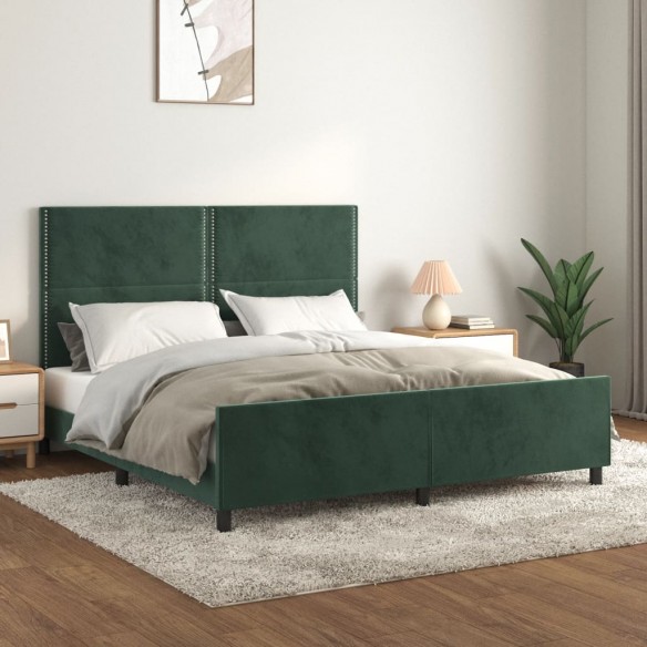 Lit avec tête de lit Vert foncé 180x200 cm Velours