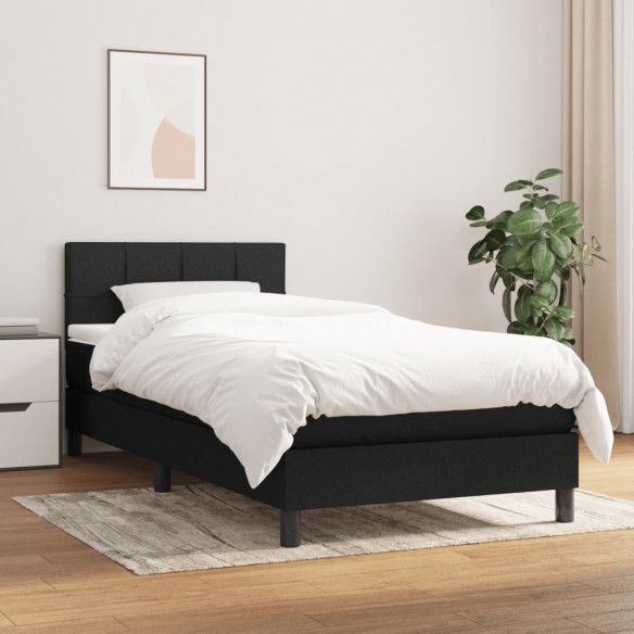 Lit avec matelas Noir 90x190 cm Tissu