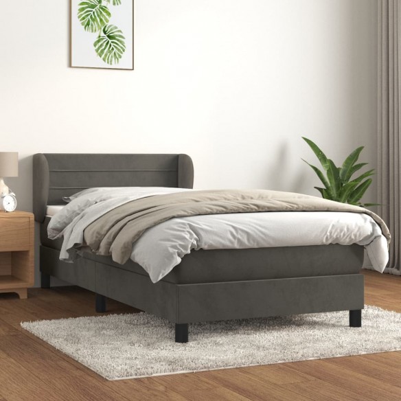 Lit et matelas Gris foncé 80x200 cm Velours