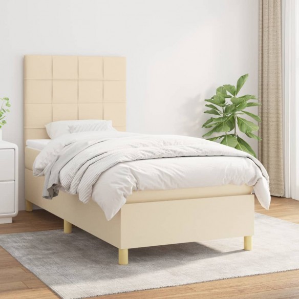 Lit avec matelas Crème 80x200 cm Tissu