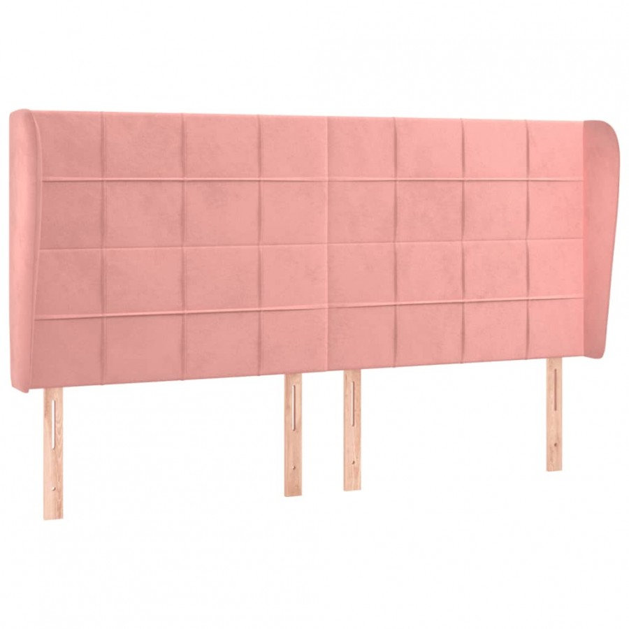 Tête de lit avec oreilles Rose 163x23x118/128 cm Velours