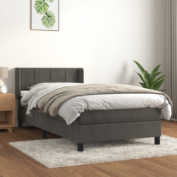 Lit et matelas Gris foncé 90x200 cm Velours