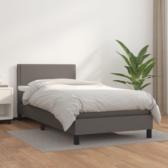 Lit avec matelas Gris 90x190 cm Similicuir