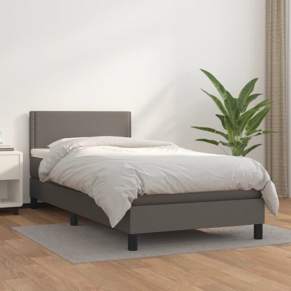 Lit avec matelas Gris 90x200 cm Similicuir