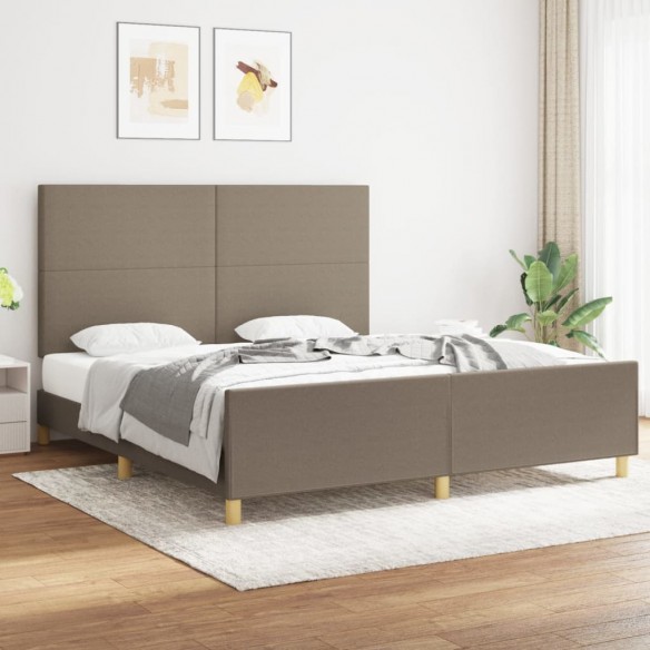 Lit avec tête de lit Taupe 180x200 cm Tissu