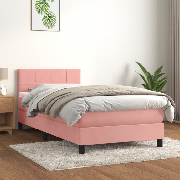 Lit avec matelas Rose 90x200 cm Velours