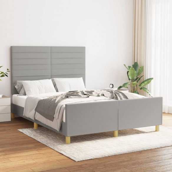 Lit avec tête de lit Gris clair 140x190 cm Tissu