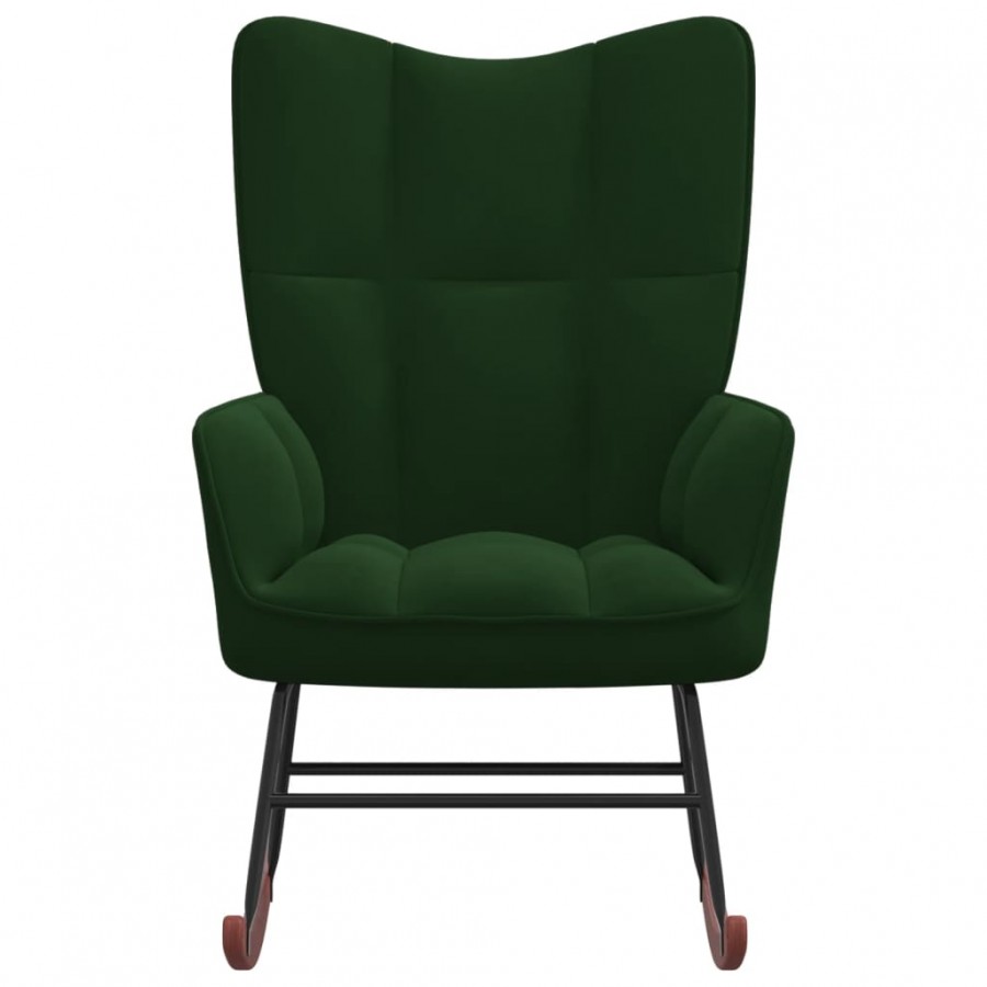 Chaise à bascule Vert foncé Velours