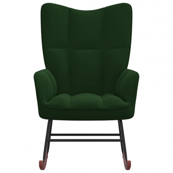 Chaise à bascule Vert foncé Velours Chaise à bascule Vert foncé Velours