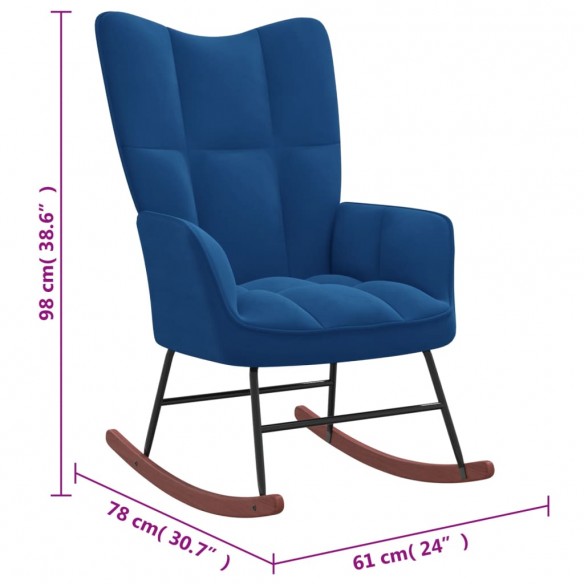 Chaise à bascule Bleu Velours Chaise à bascule Bleu Velours