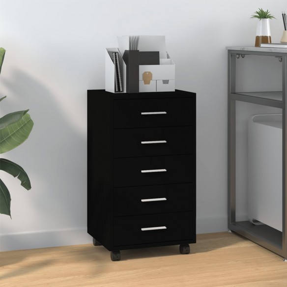 Armoire à tiroirs avec roulettes Noir 