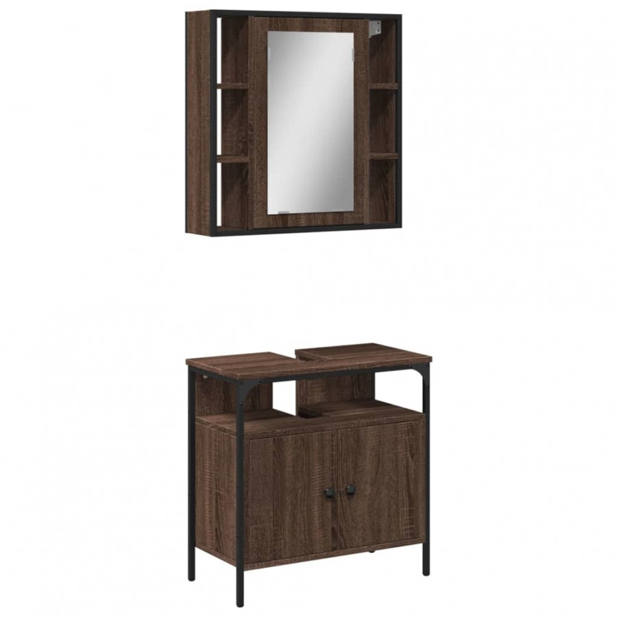 Ensemble de meubles de salle de bain 2 pcs Chêne marron