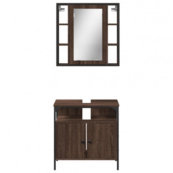 Ensemble de meubles de salle de bain 2 pcs Chêne marron