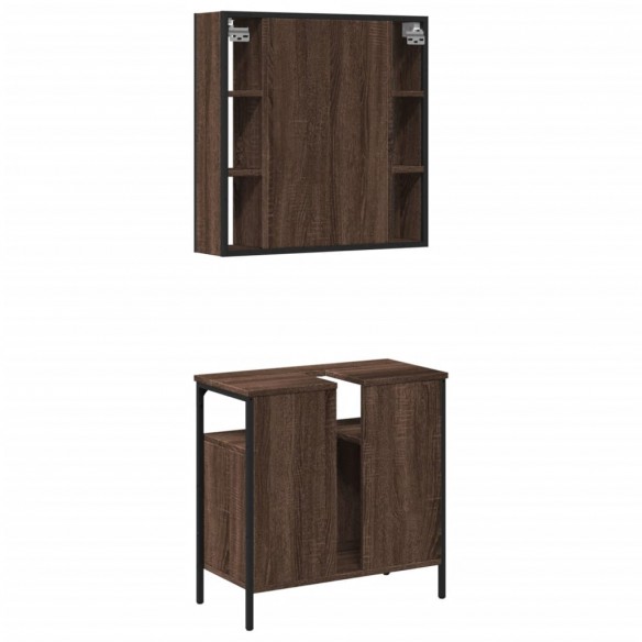 Ensemble de meubles de salle de bain 2 pcs Chêne marron